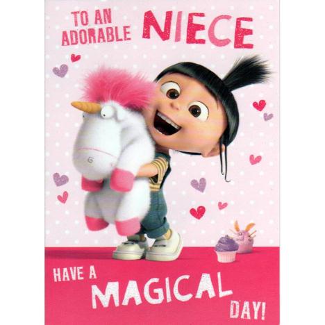 Adorable Niece Agnes & Fluffy Unicorn Minions Card 